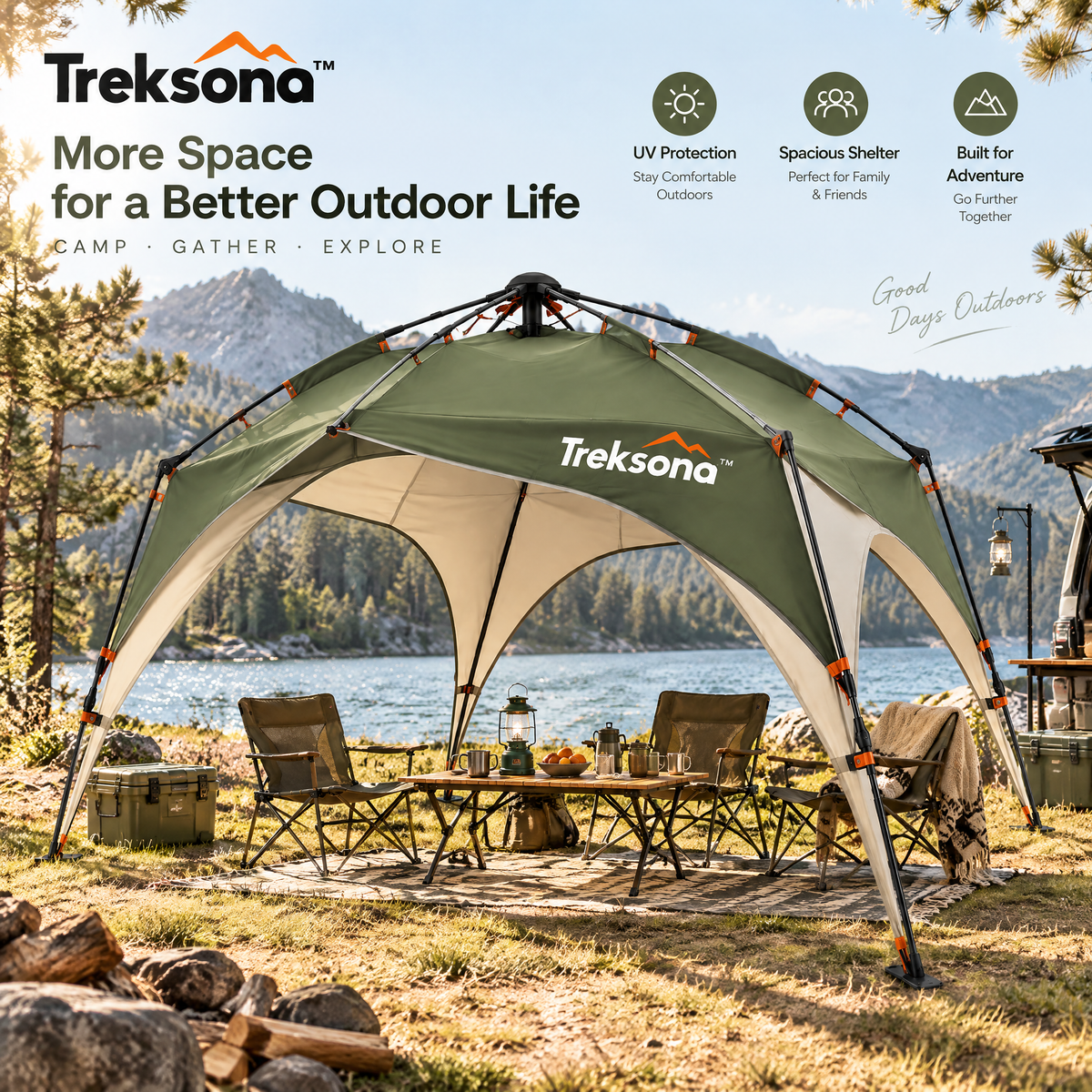 Treksona™ Quick-Deploy Camping Sun Shelter