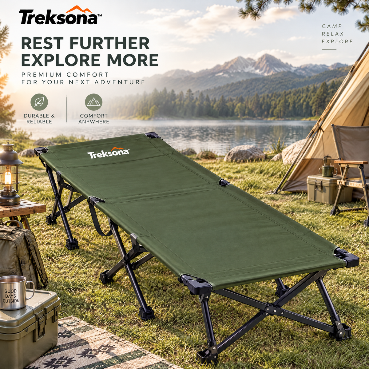 Treksona™ Portable Folding Camping Cot