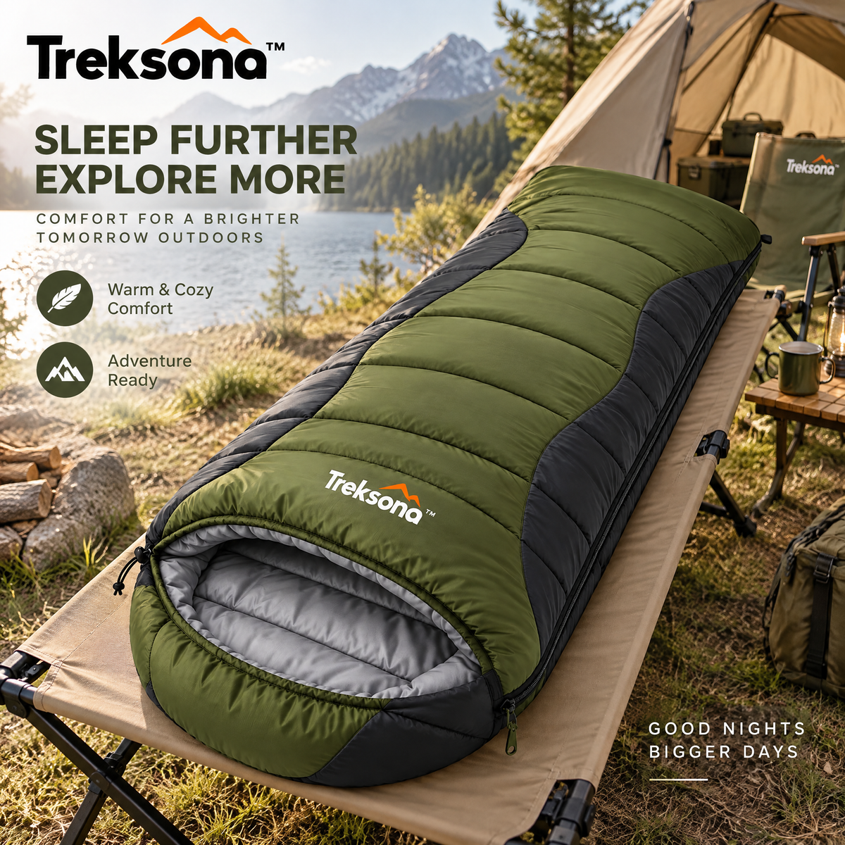Treksona™ Three-Season Insulated Camping Sleeping Bag