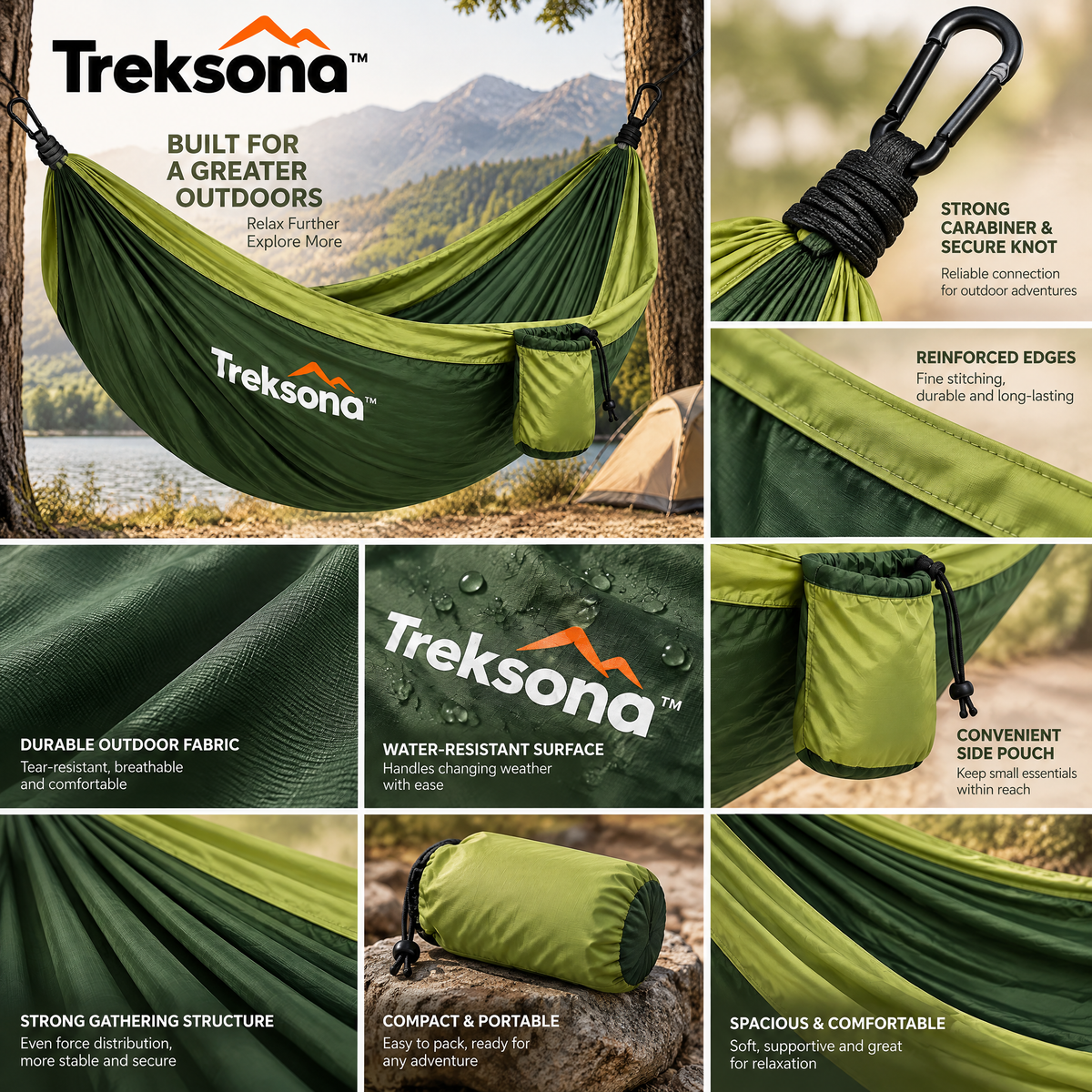 Treksona™ Portable Double Camping Hammock