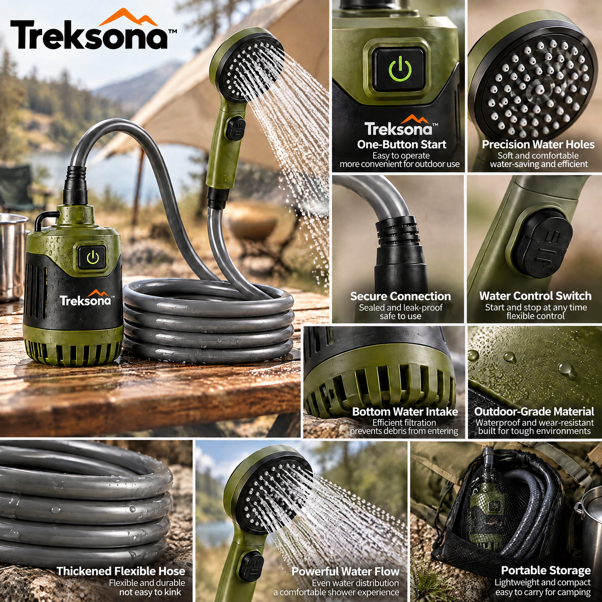 Treksona™ Portable Rechargeable Camping Shower